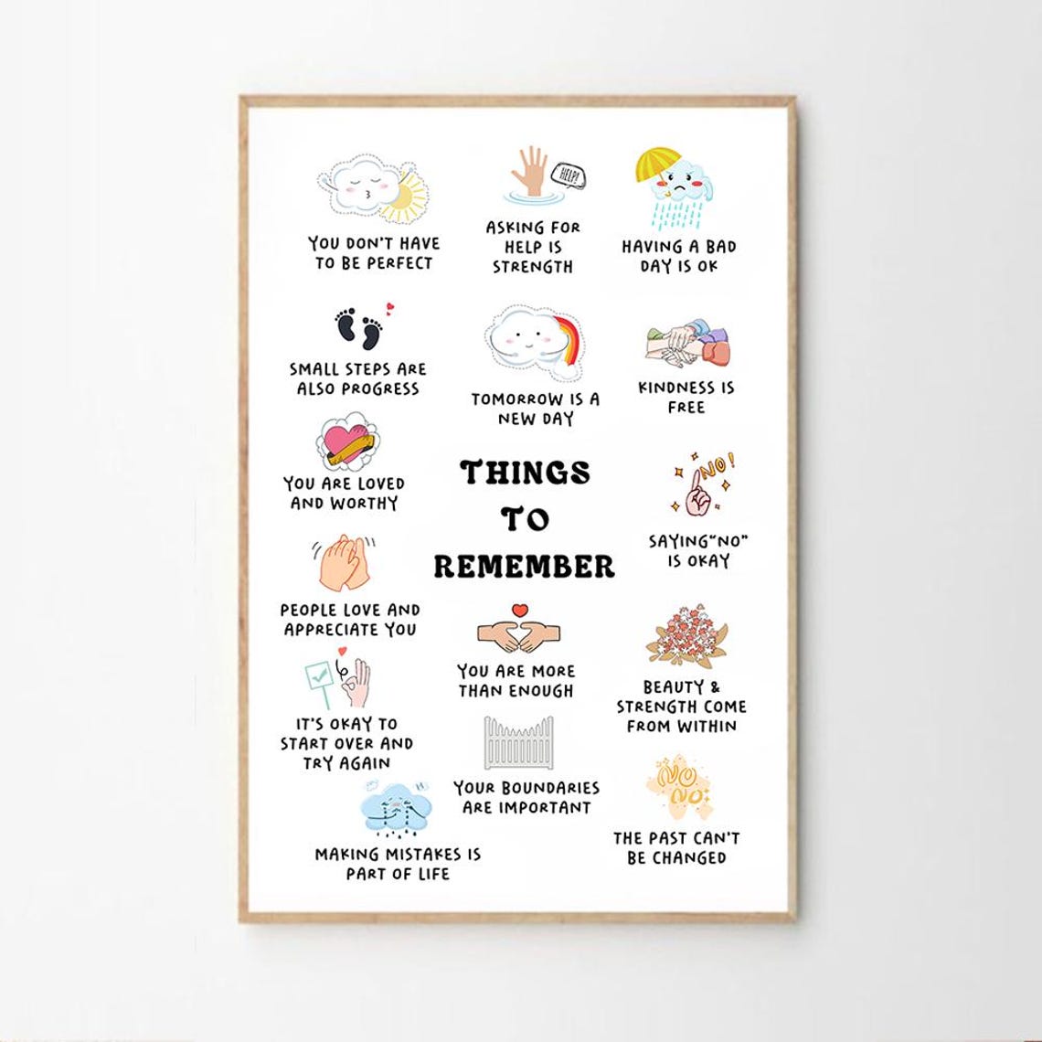 Things To Remember Daily Affirmations Cute Illustrations Poster