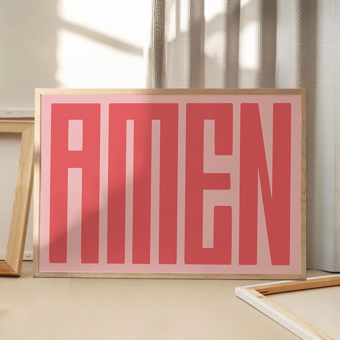 Amen Quote Art Poster, Retro Christian Wall Decor