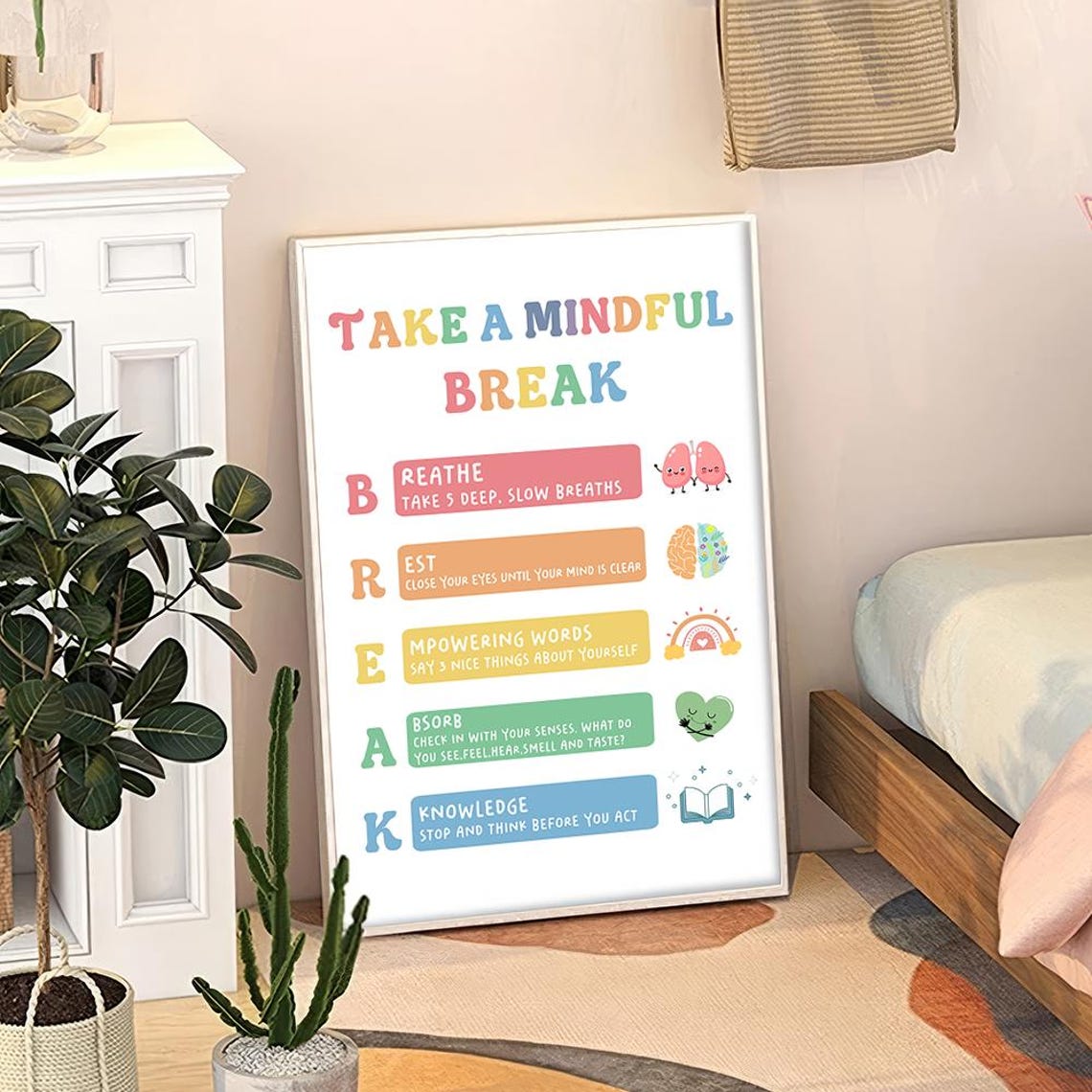 Take A Mindful Break Classroom Therapy Mindfulness Acronym Poster