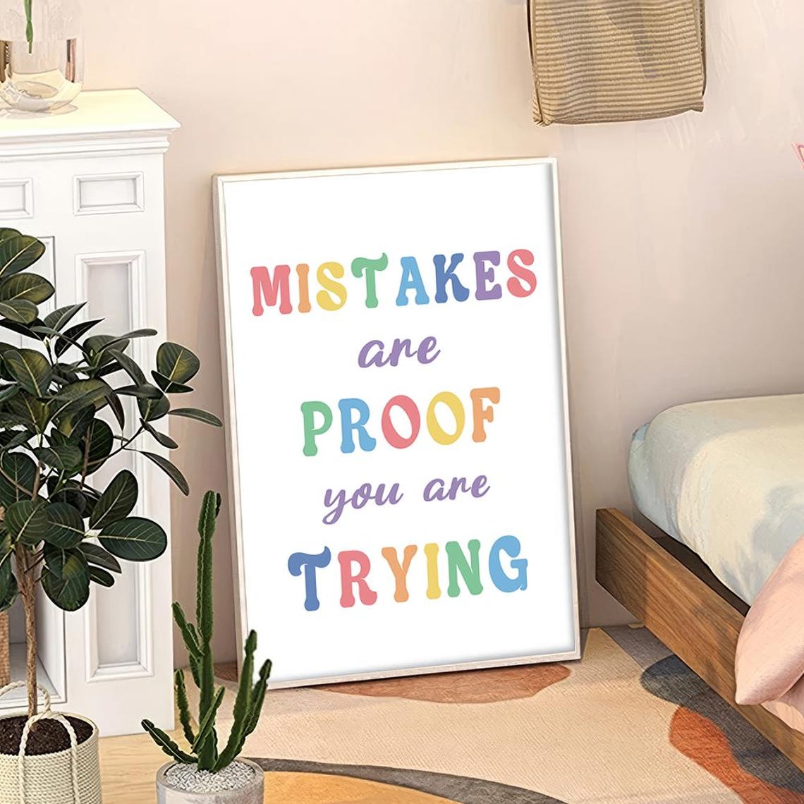 Mistakes Are Proof You Are Trying Colorful Kids Classroom Quote Poster