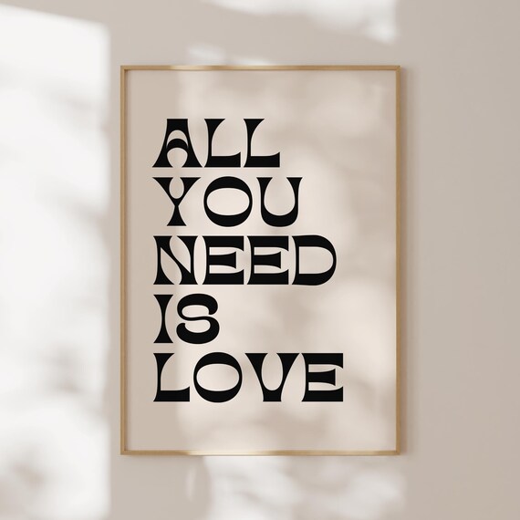 All You Need Is Love Retro Bold Wavy Typography Decor Art Poster