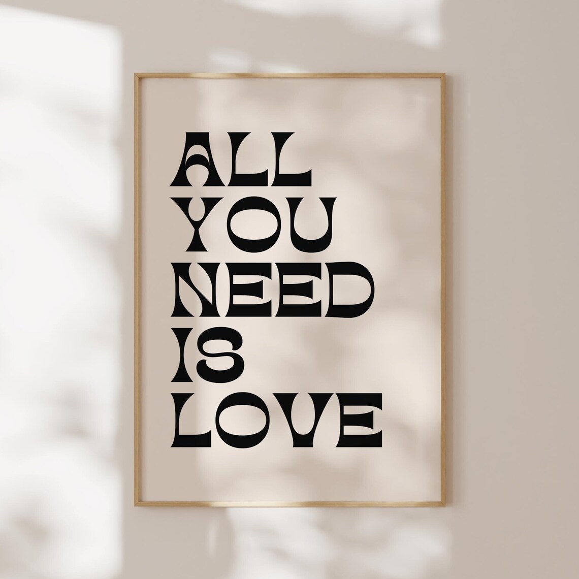 All You Need Is Love Retro Bold Wavy Typography Decor Art Poster