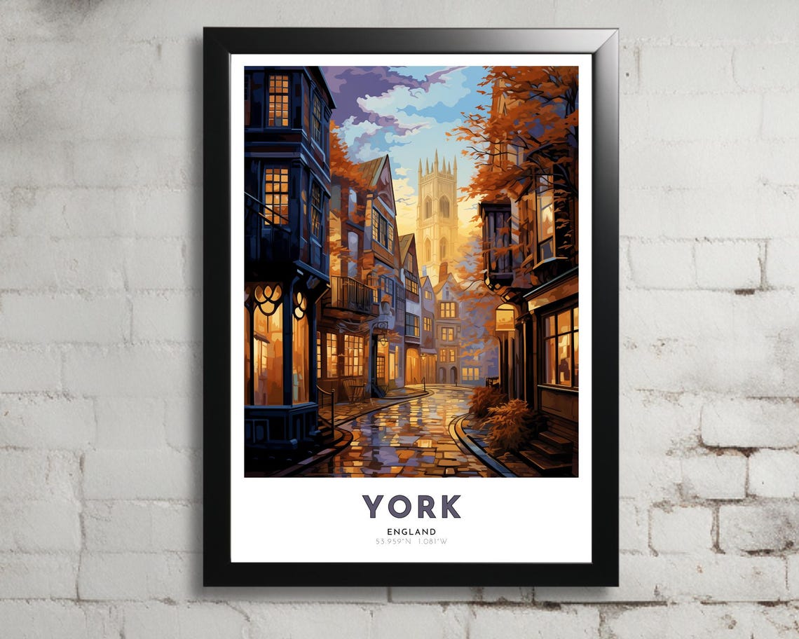 York Travel Poster Of England Art Nouveau Gift For Lovers Of York United Kingdom Wall Art Decor Print Of North Yorkshire Painting Of Uk