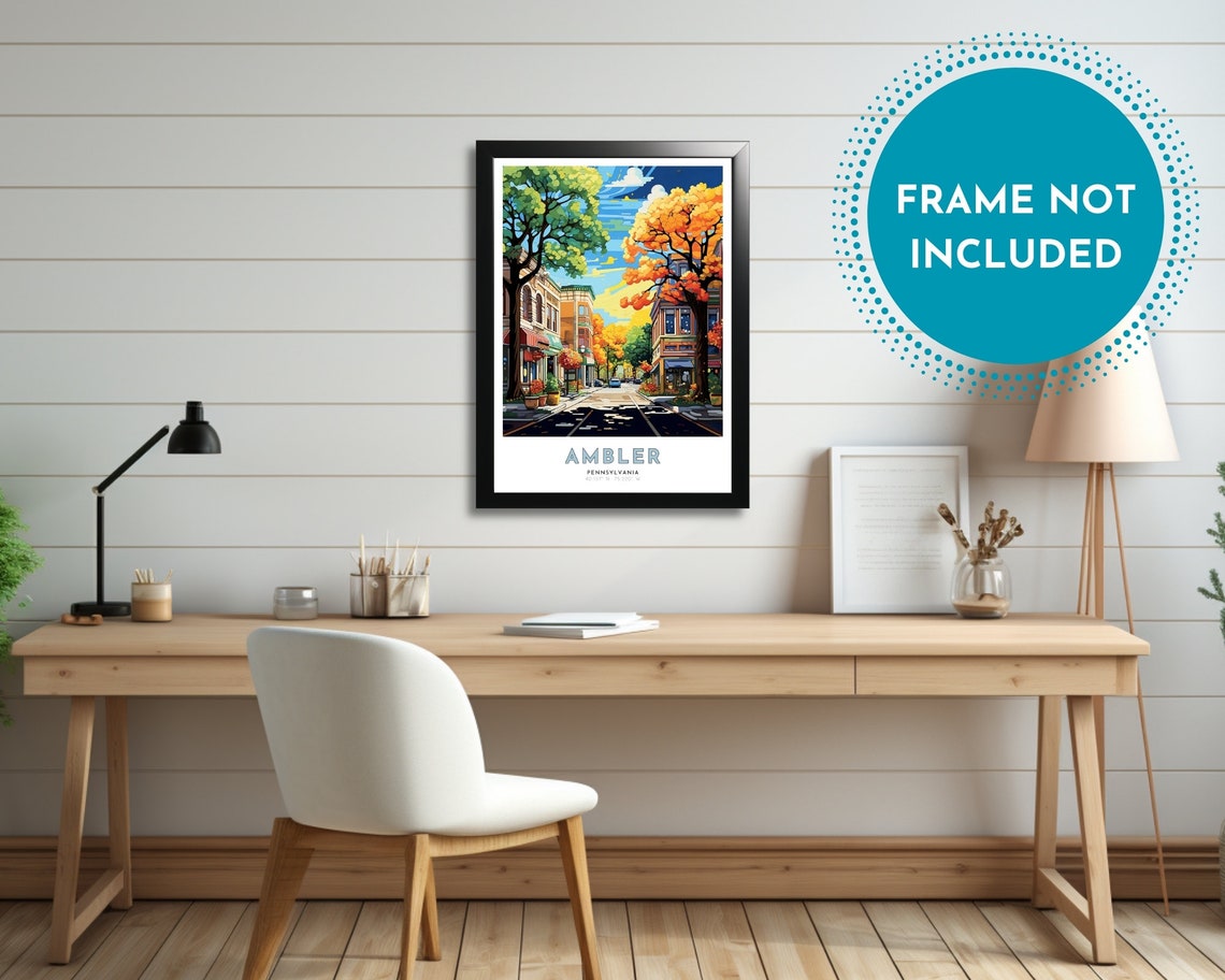Ambler Pennsylvania Art Nouveau Travel Poster Ambler Print Ambler Wall Art Ambler Painting Ambler Gift Pennsylvania Print - Image 2
