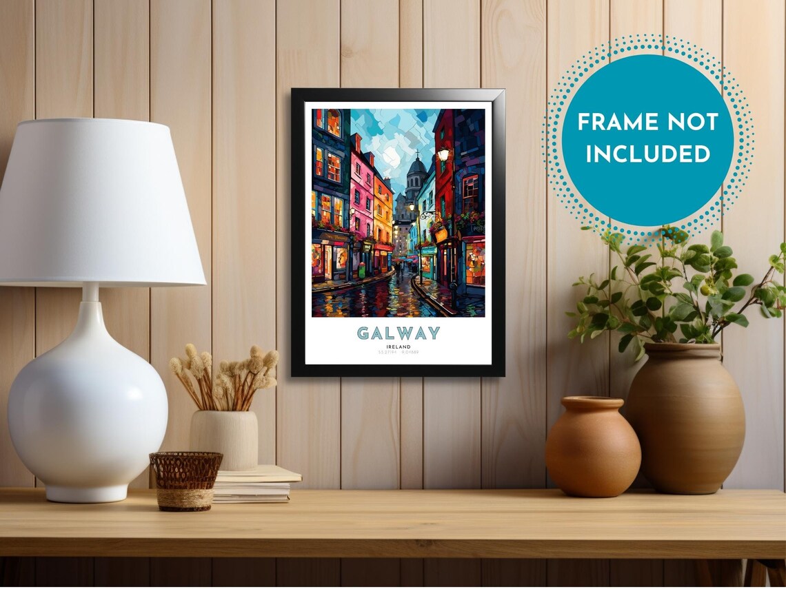 Galway Ireland Art Nouveau Travel Poster Vibrant Colors Romantic Abstract Streetscapes Cityscapes Irish Travel Print - Image 4