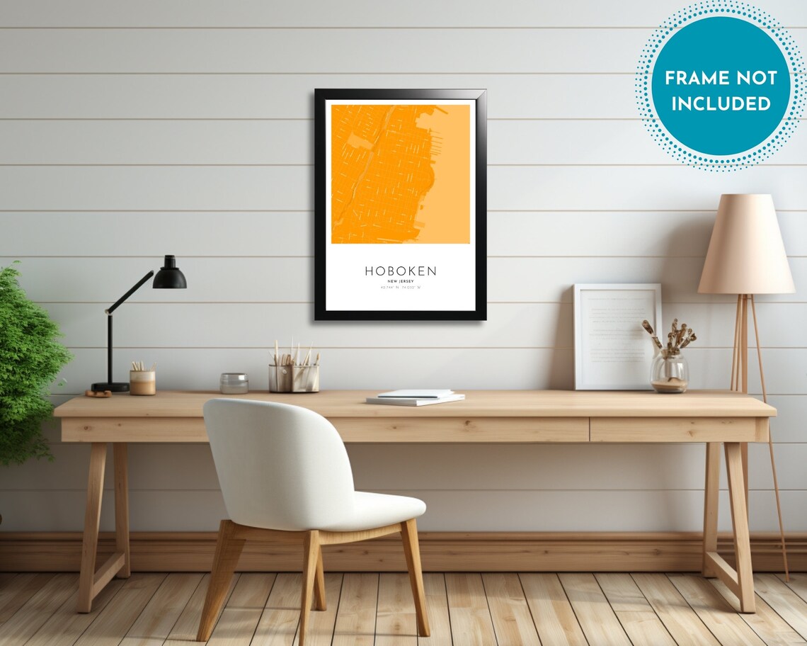 Hoboken New Jersey Orange Street Map Modern City Travel Poster - Image 3