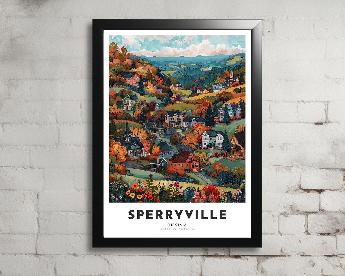 Sperryville Virginia Autumn Hillside Village Travel Art Poster