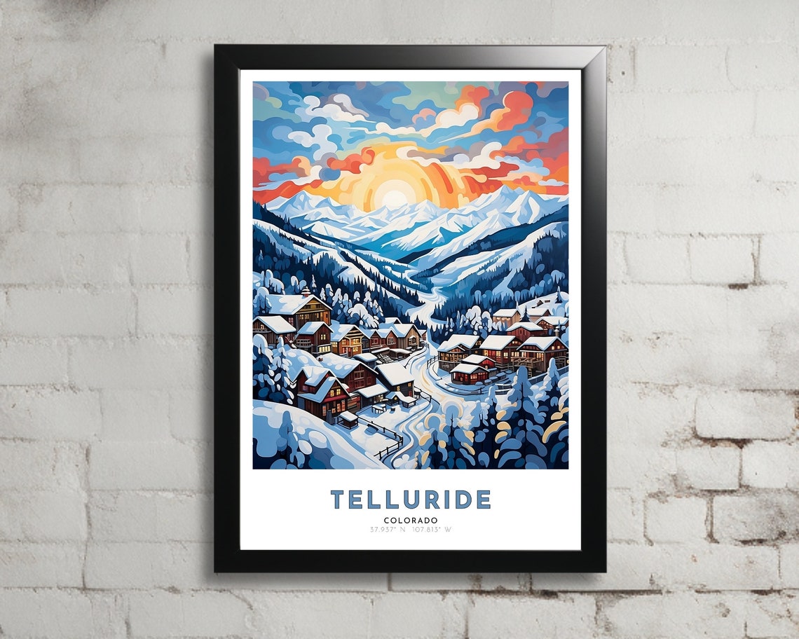 Telluride Travel Poster Of Colorado Art Nouveau Gift For Lovers Of Telluride Colorado Wall Art Decor Of Painting