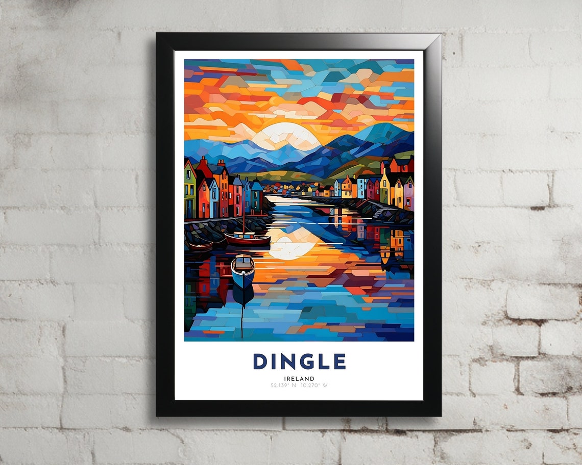 Dingle Travel Poster Of Ireland Art Nouveau Gift For Lovers Of Dingle Ireland Wall Art Decor Of Dingle Painting
