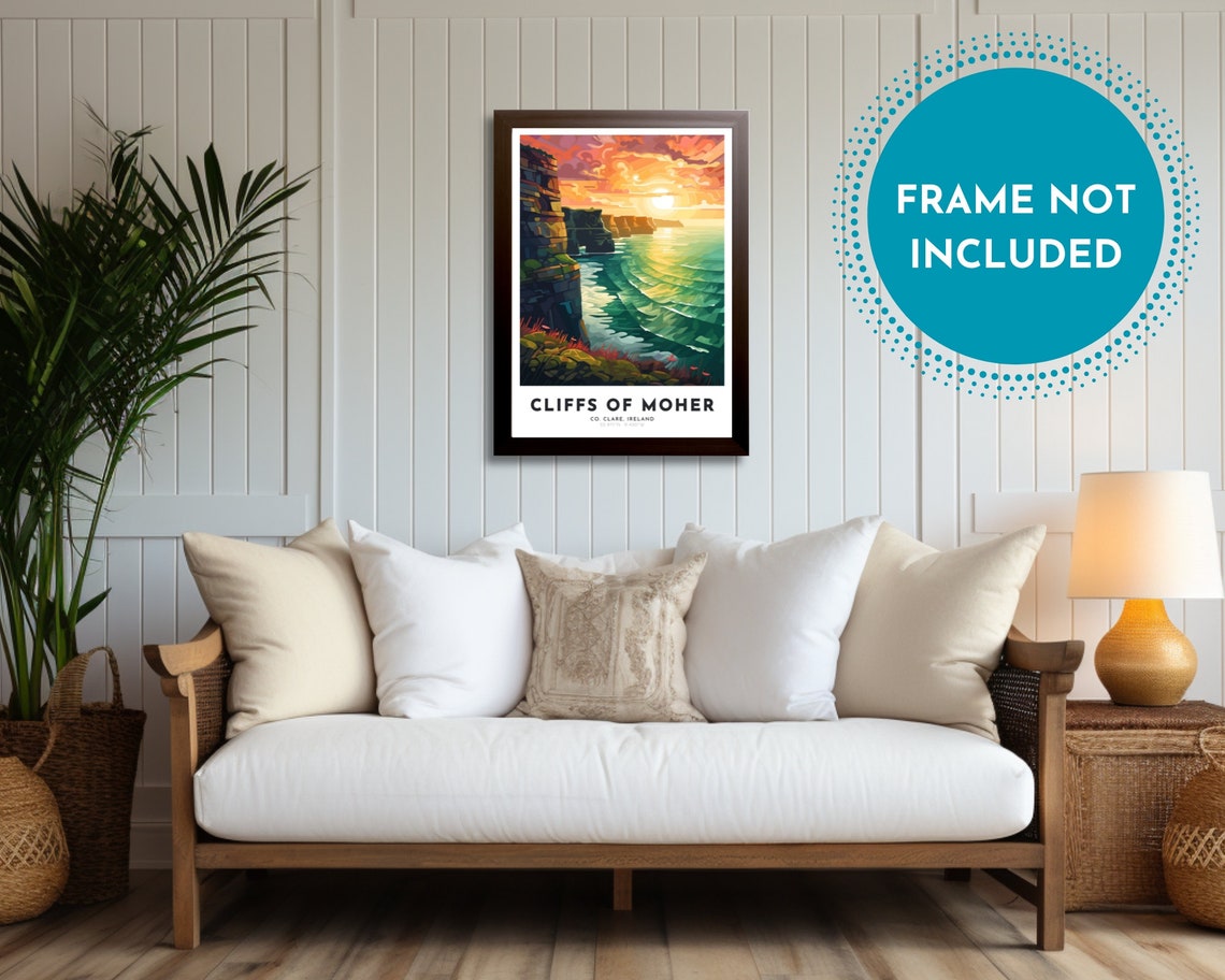 Cliffs Of Moher Travel Poster Of Ireland Art Nouveau Gift For Lovers Of Ireland Wall Art Decor Print Of County Clare Painting - Image 3