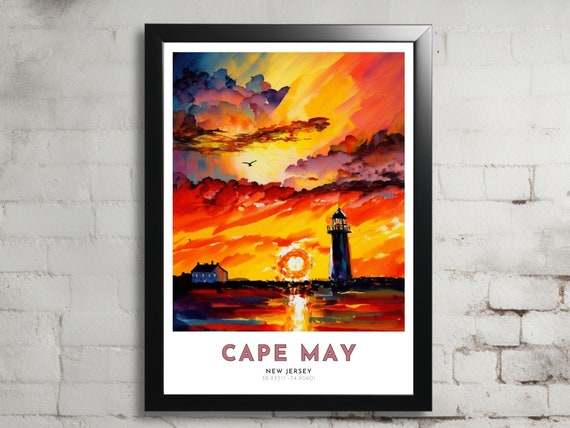 Cape May New Jersey Cape May Print Cape May Wall Art Cape May Art Cape May Poster Cape May Gift Cape May Painting Lighthouse Print
