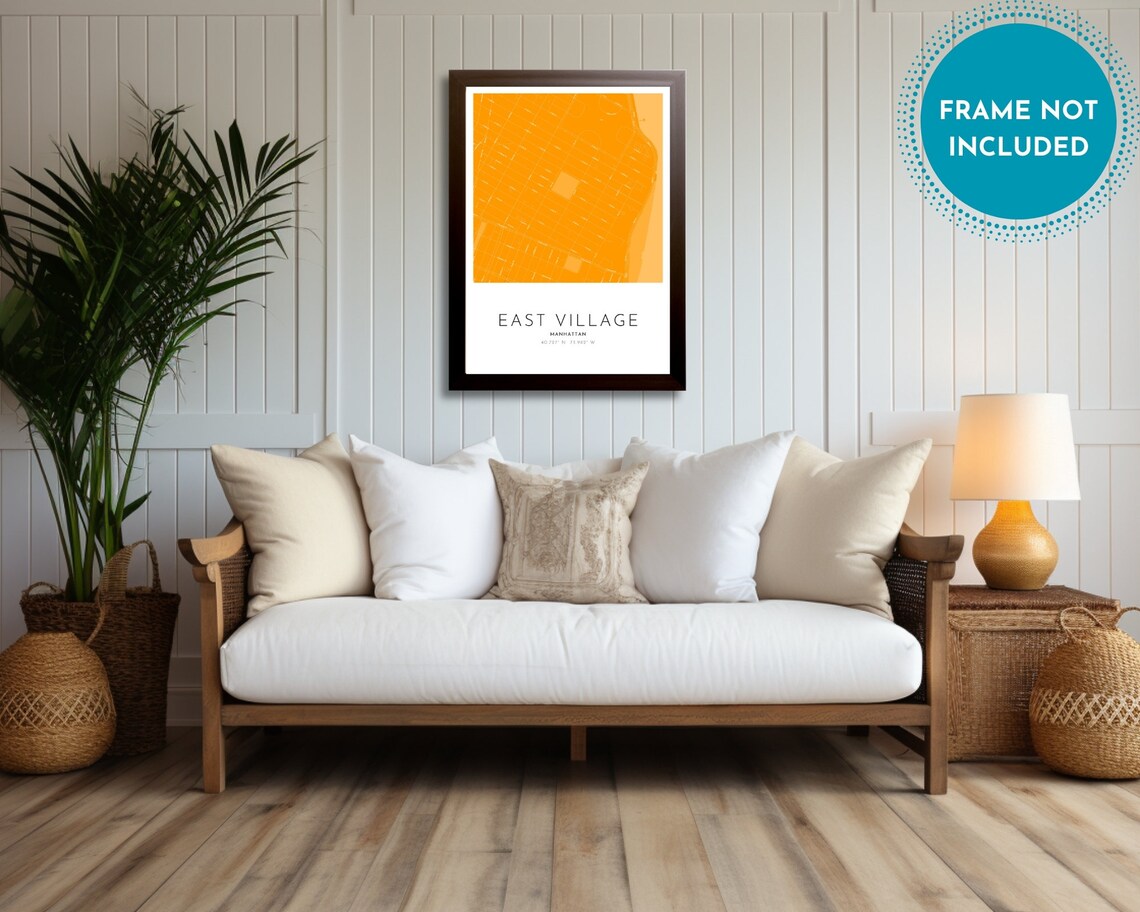 East Village Manhattan Orange Street Map Modern NYC Art Poster - Image 3