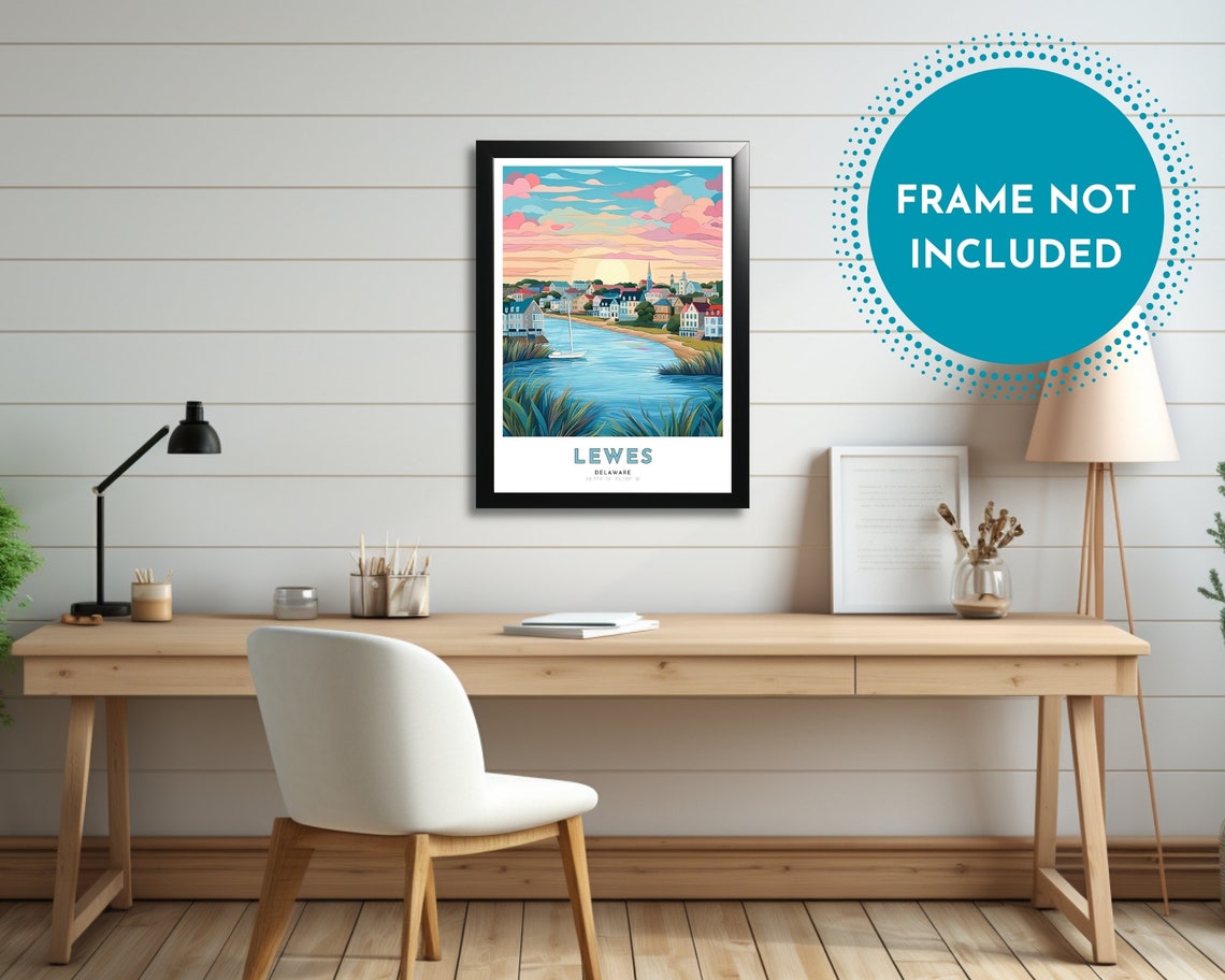 Lewes Delaware Waterfront Town Pastel Sunset Sailboat Poster - Image 2