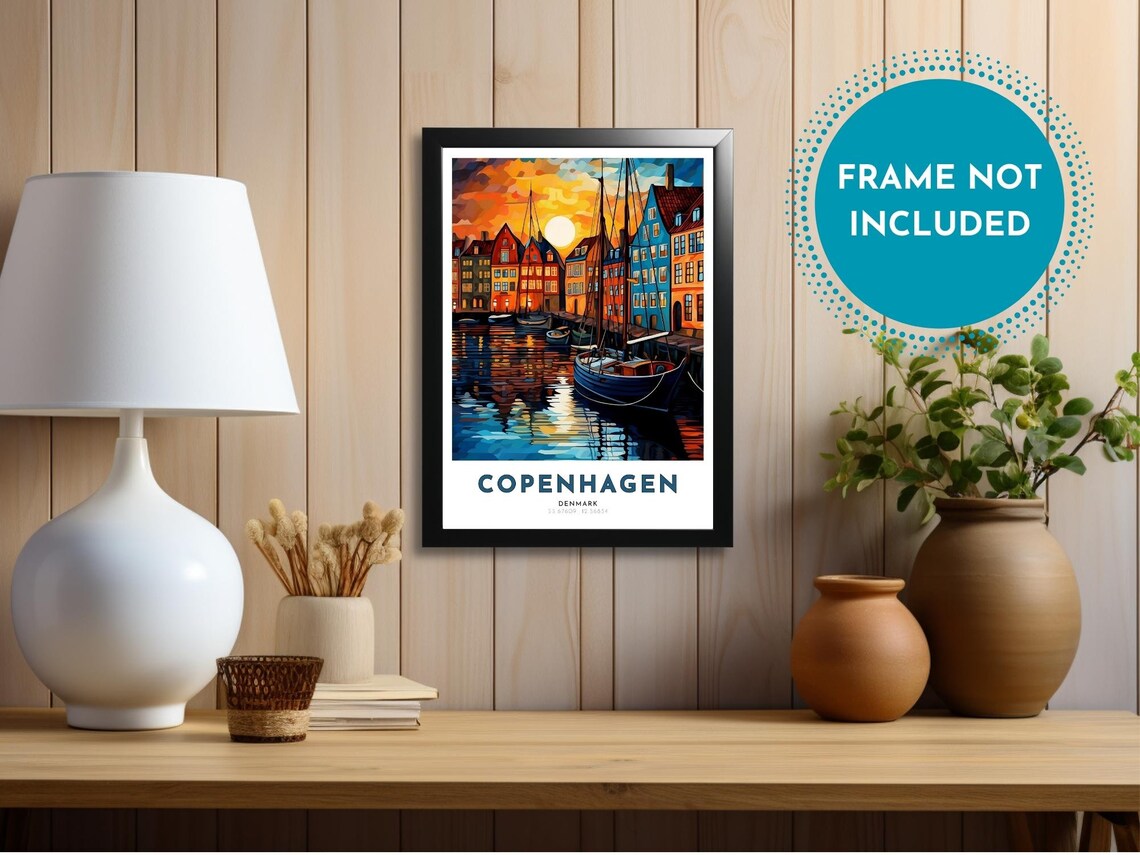 Copenhagen Denmark Nyhavn Harbor Colorful Houses Sunset Poster - Image 3