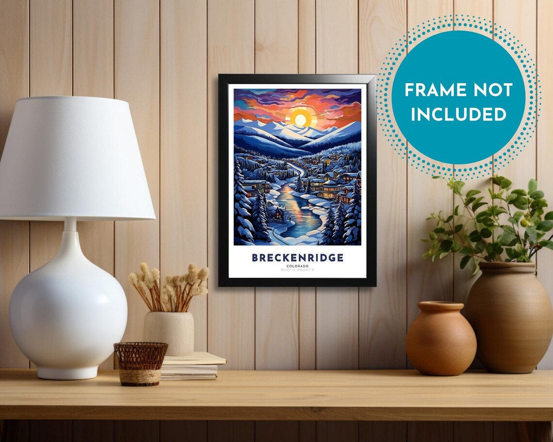 Breckenridge Colorado Snowy Mountain Town Golden Sunset Poster - Image 4