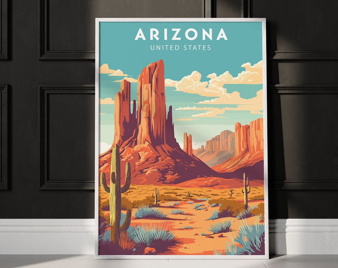 Arizona Travel Poster, Minimalist United States Art