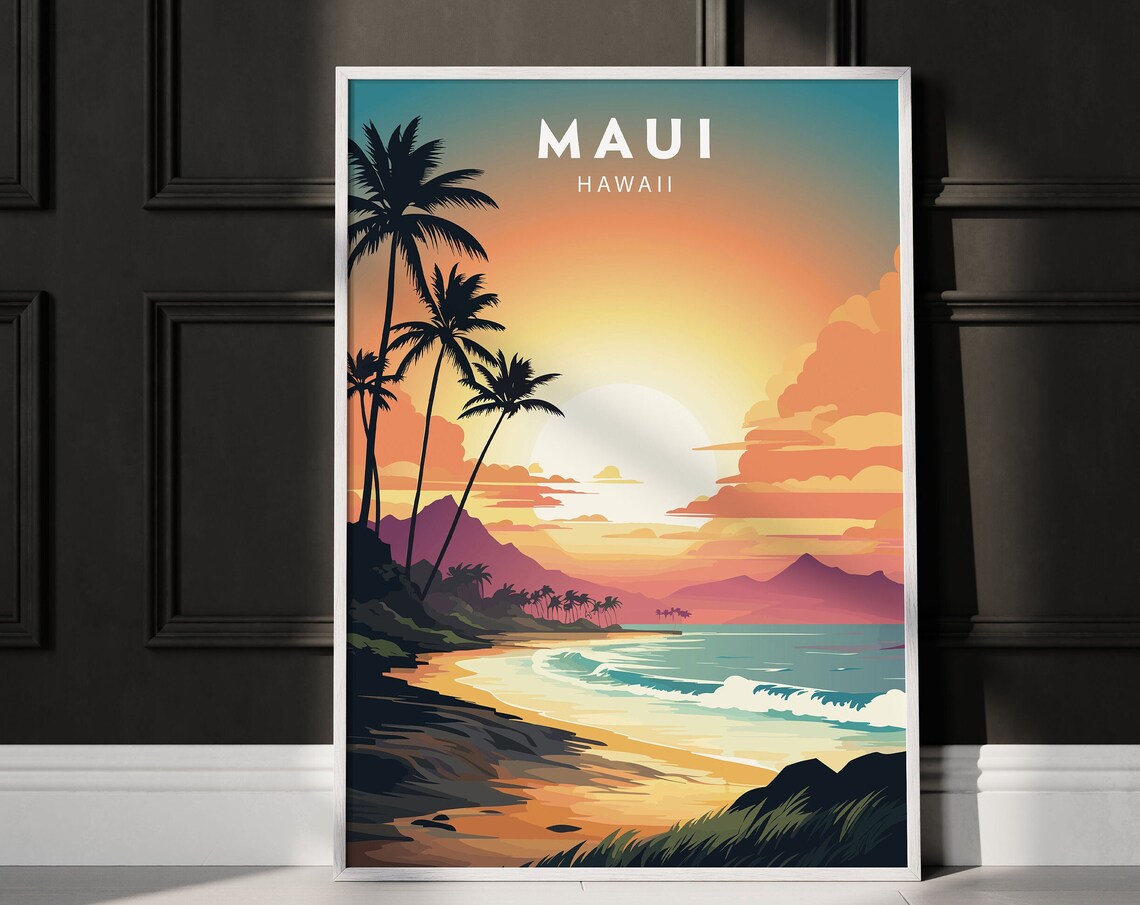 Maui Hawaii Travel Poster, Lahaina Wall Decor