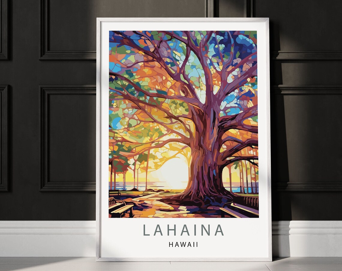 Lahaina Hawaii Travel Poster, Maui Place Print