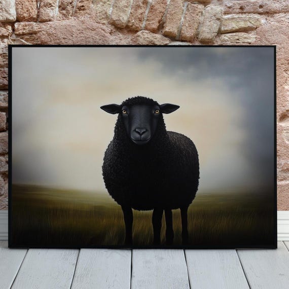 Black Sheep Art Print Dark Sheep Painting Modern Farmhouse Wall Art Moody Pastoral Decor Farm Animal Artwork Irish Countryside