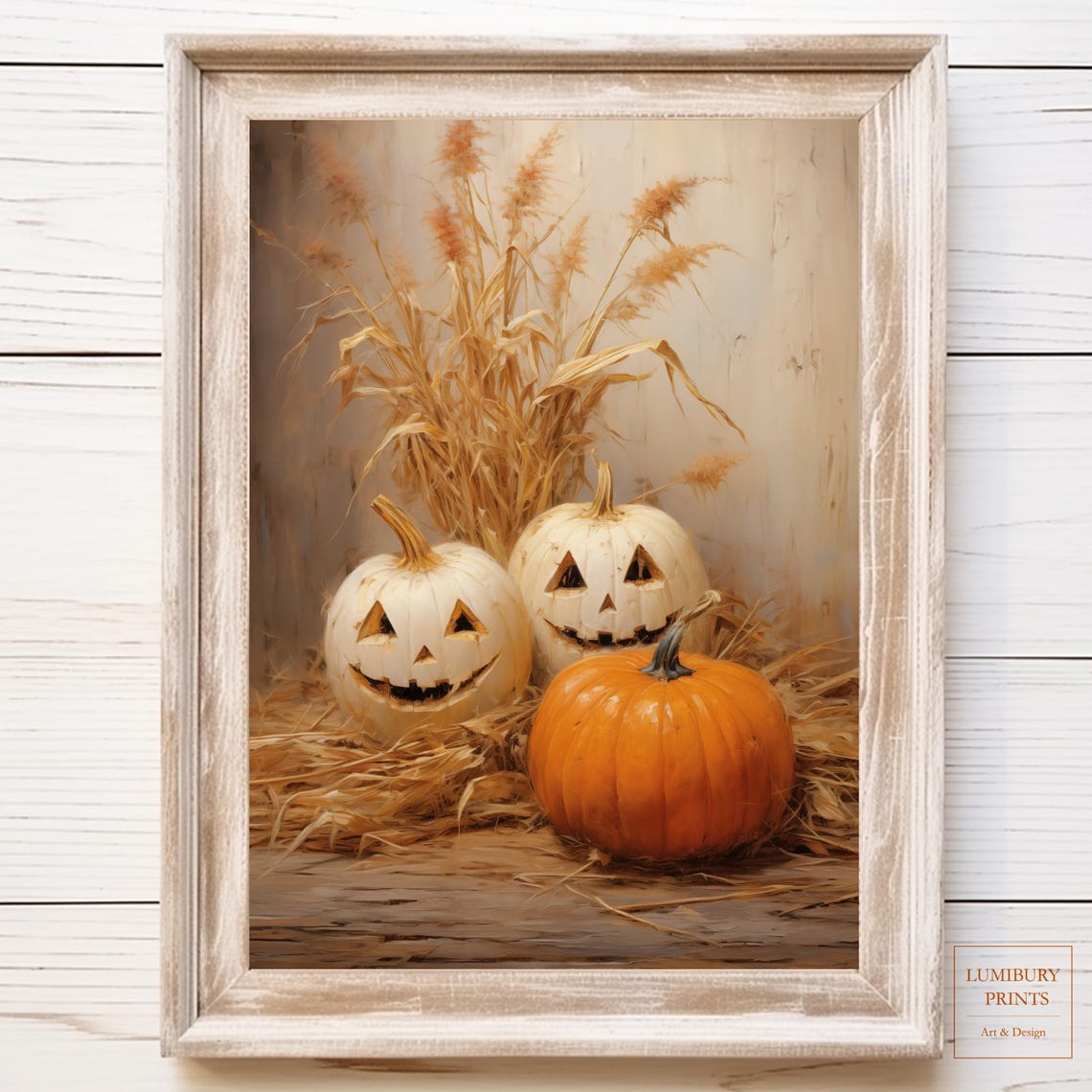 Soft Halloween Wall Art Jack O Lantern Print Pumpkin Farmhouse Decor