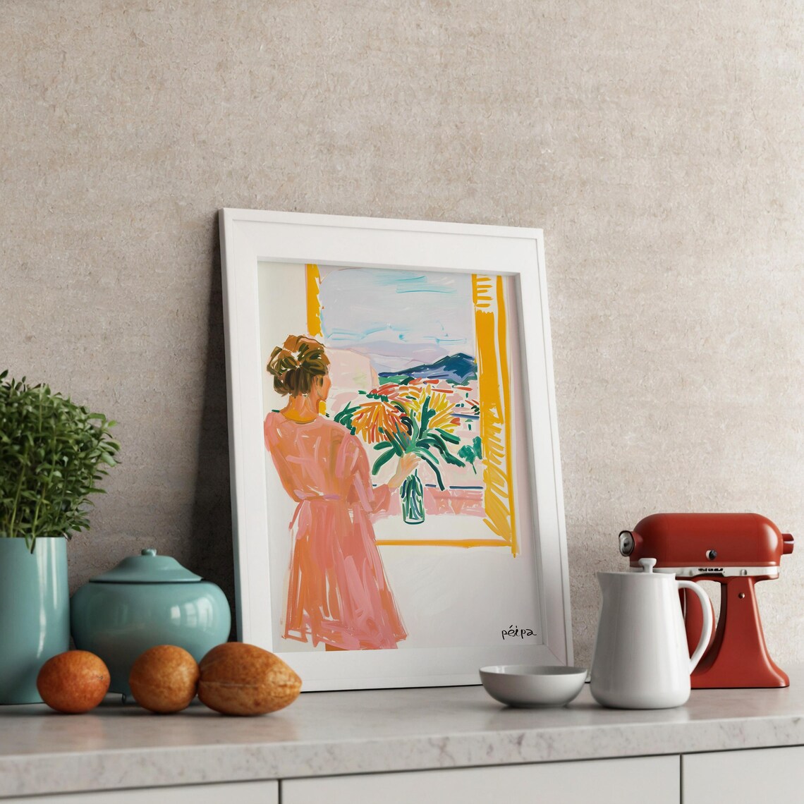 Woman And Flowers Art Print - Image 3