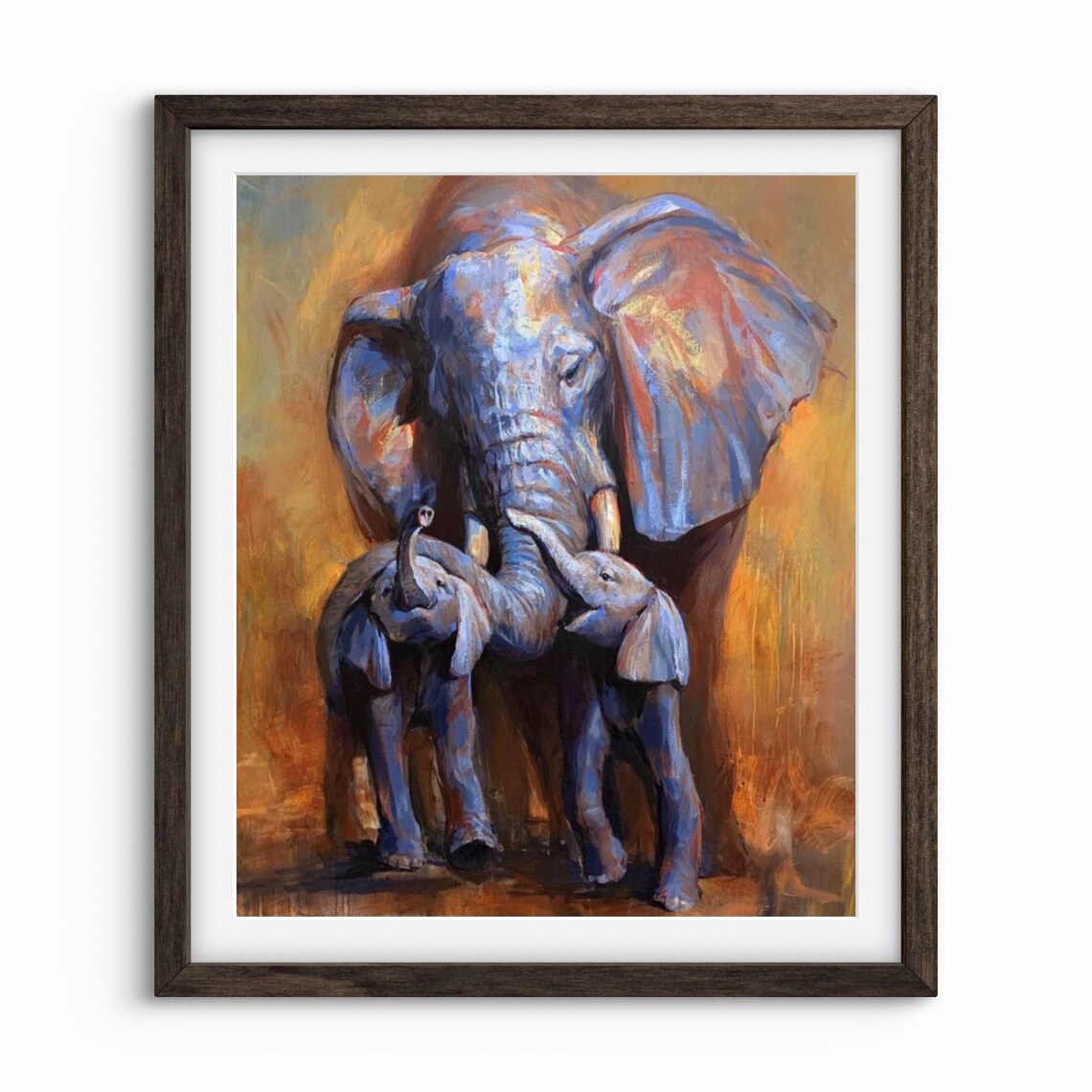 Guardian Mother Elephant Art Print, African Safari