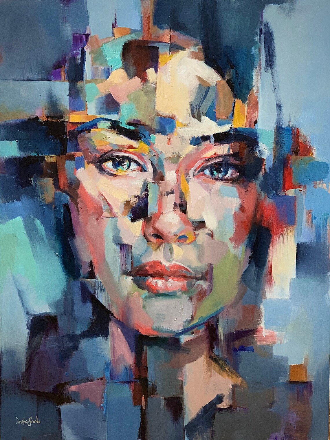 Art Print Fragments Paper Woman Portrait Wall Art Abstract Female Poster Modern Home Decor Colorful Contemporary Painting