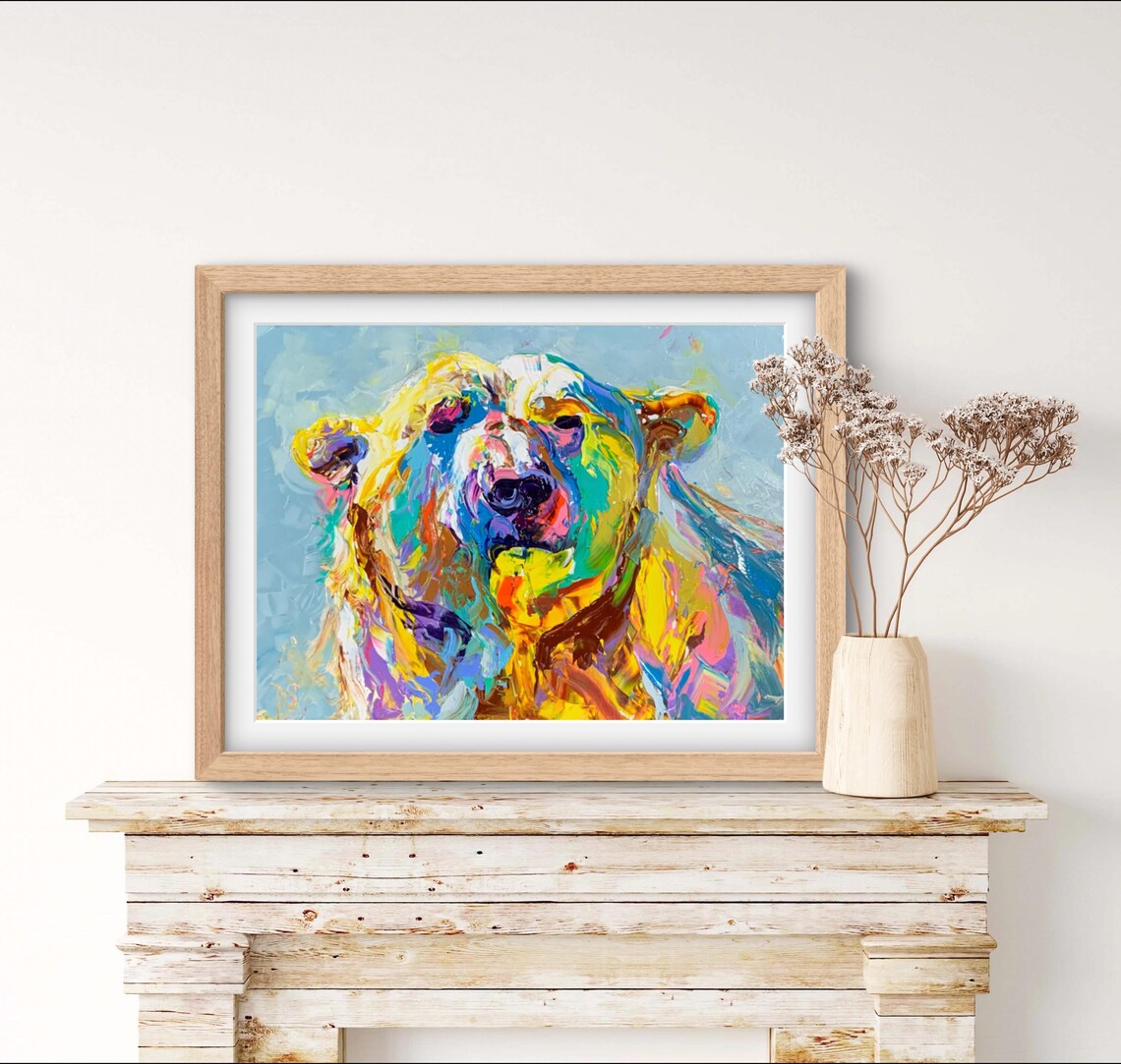 Polar Bear Wildlife Animal Portrait Art Print - Image 2
