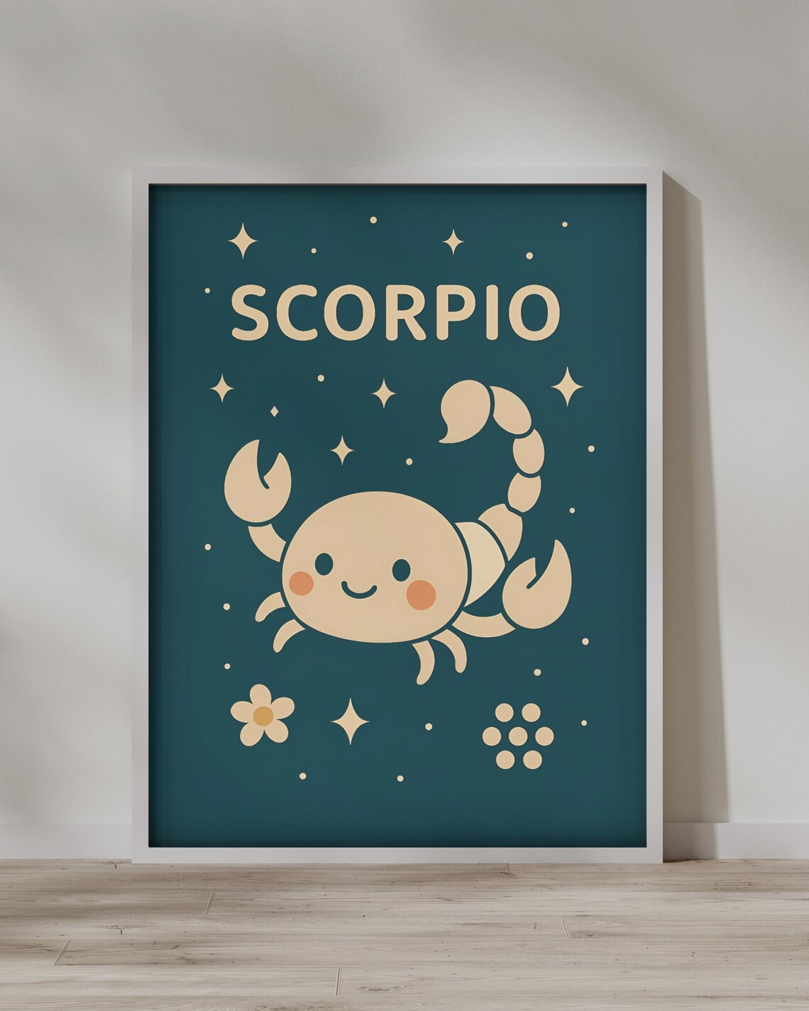 Scorpio Zodiac Sign Cute Scorpion Cartoon Starry Night Poster