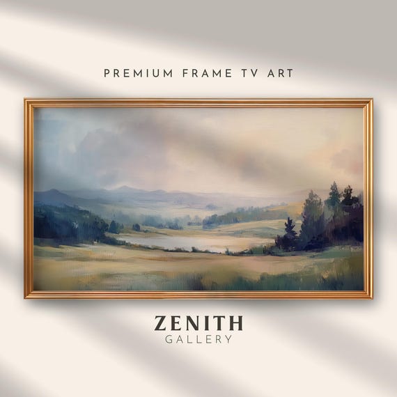 Frame Tv Art Moody Landscape Painting Vintage Neutral Artwork For The Frame