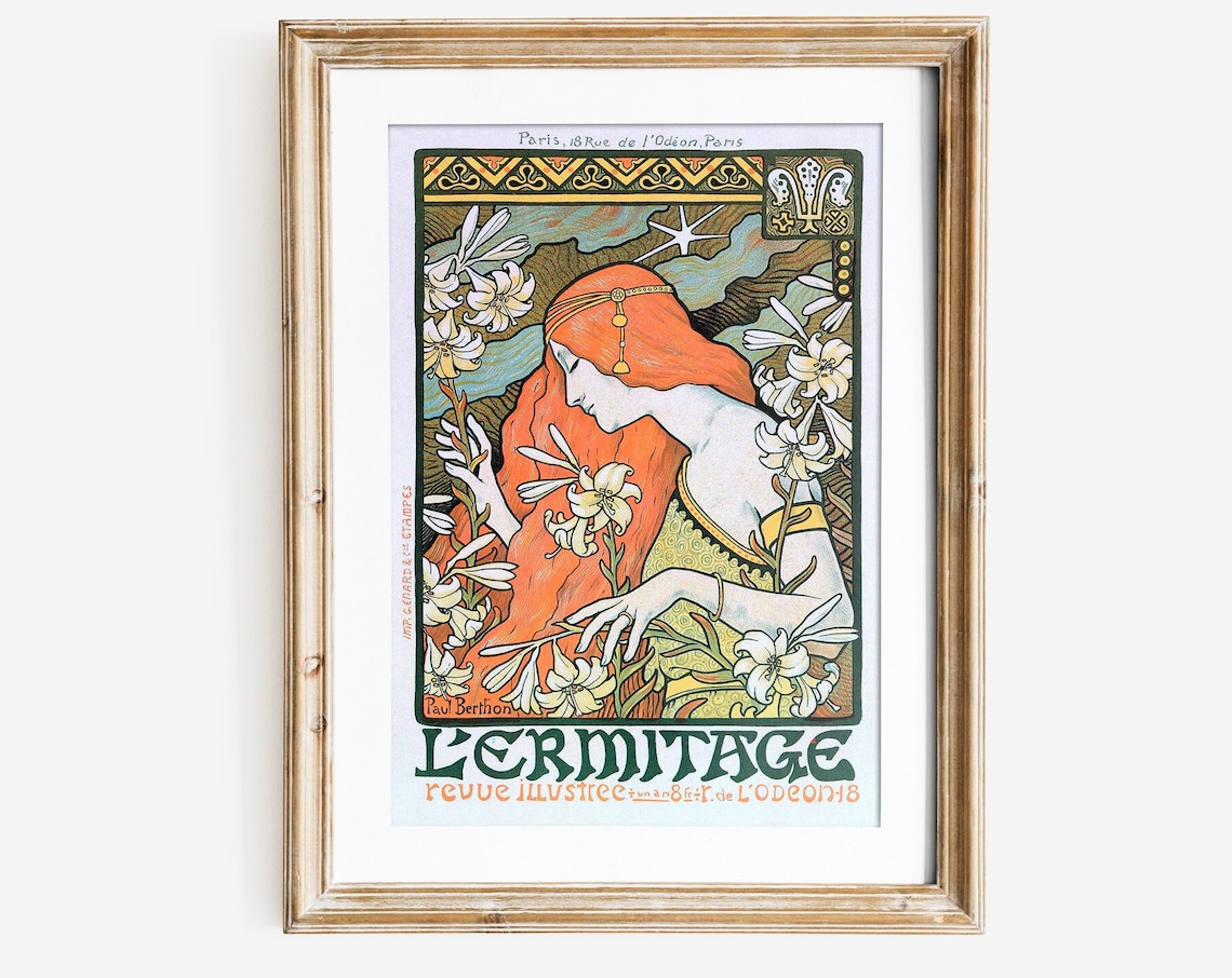 Art Nouveau Print, Paul Brothers Vintage Bohemian Artwork