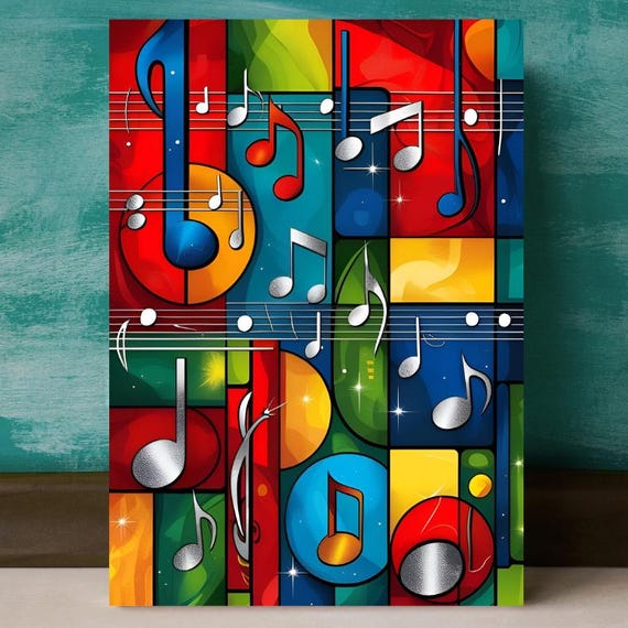 Modern Abstract Music Notes Poster Midcentury Wall Art Bold Geometric Shapes And Colour Musical Symbols Artwork Jazzinspired Decor