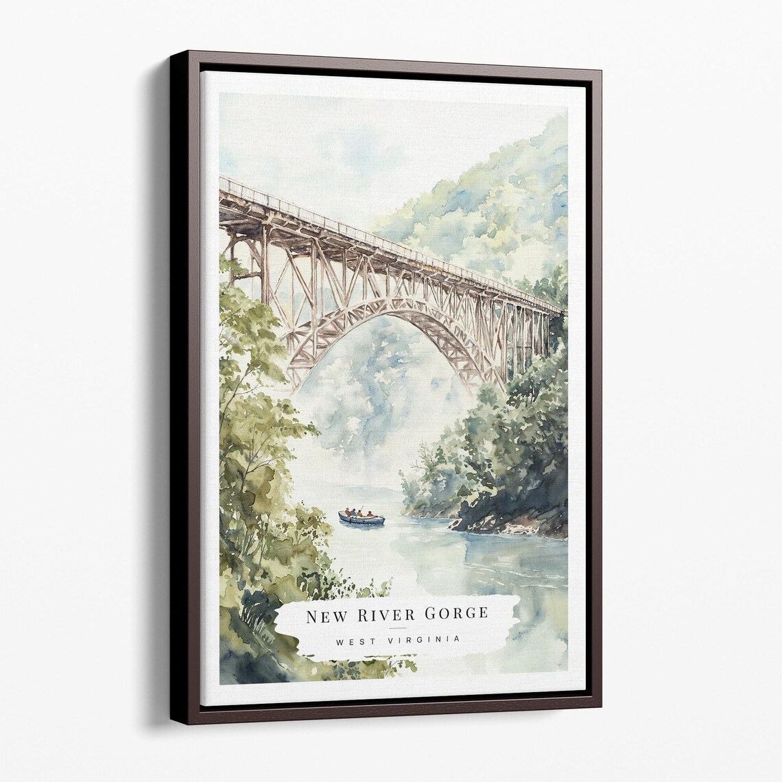 New River Gorge Bridge West Virginia Watercolor Travel Poster