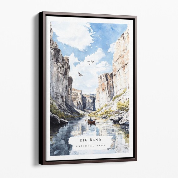 Big Bend National Park River Canyon Watercolor Travel Souvenir Poster