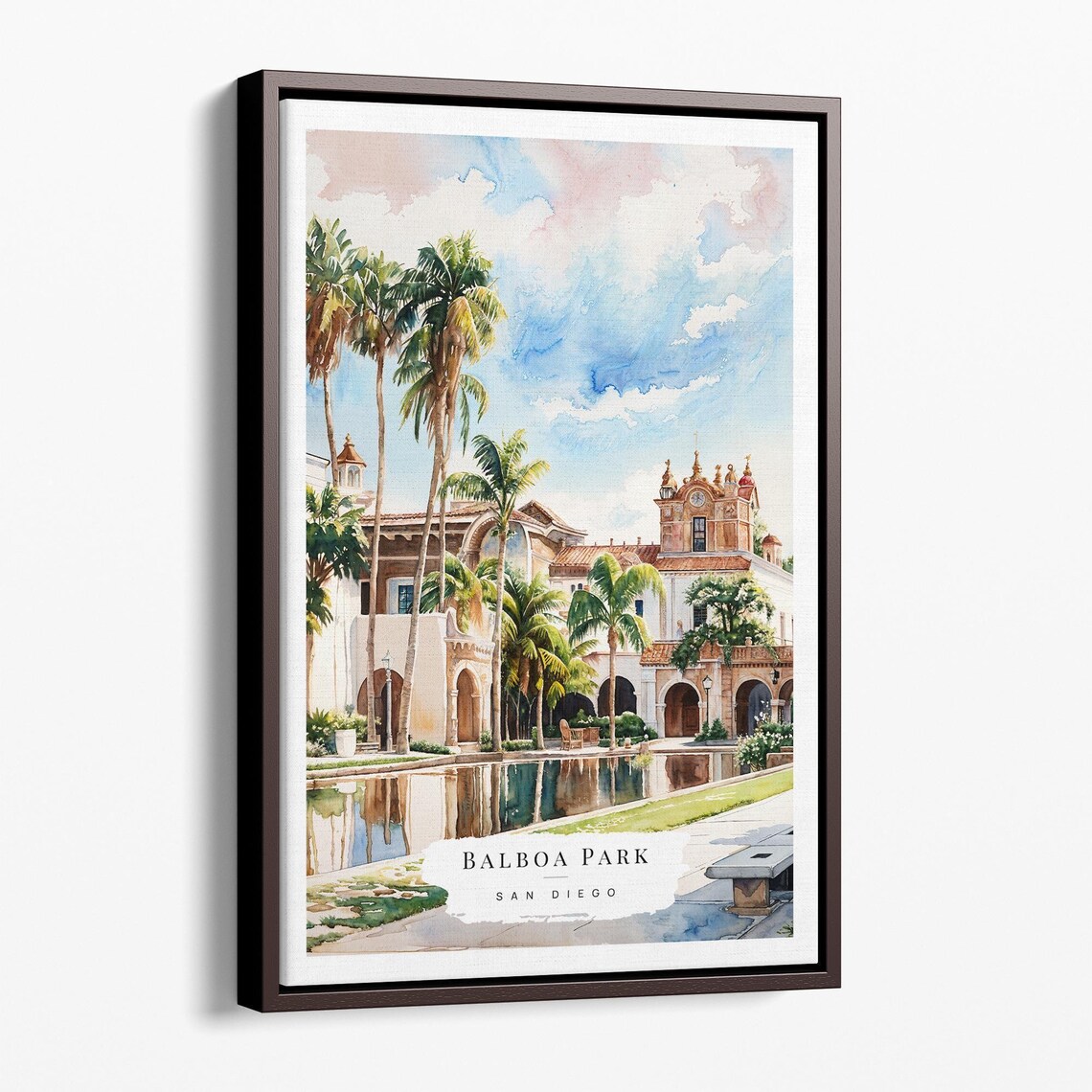 Balboa Park San Diego Watercolor Spanish Colonial Travel Poster