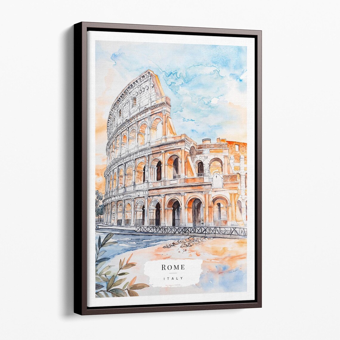 Rome Colosseum Watercolor Italy Ancient Roman Landmark Travel Poster