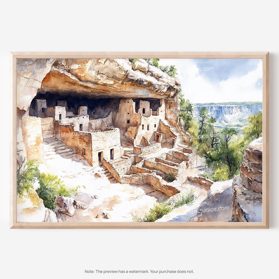 Mesa Verde National Park Watercolor Style Art Print