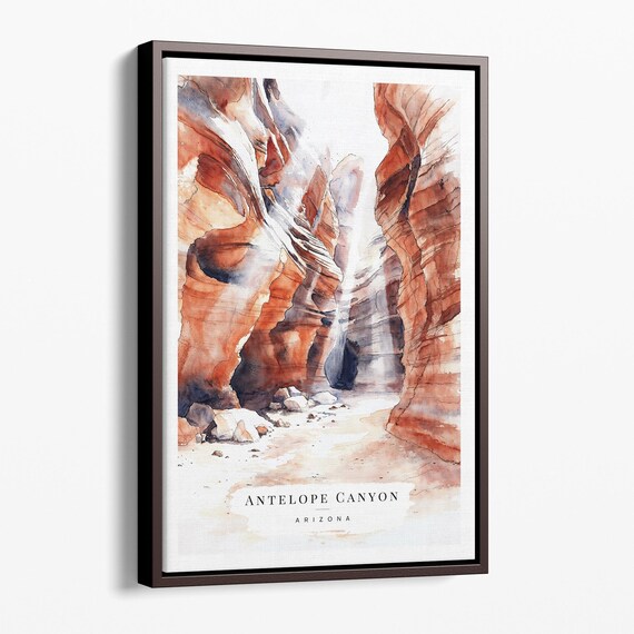 Antelope Canyon Watercolor Art Print Desert Landscape Canvas Wall