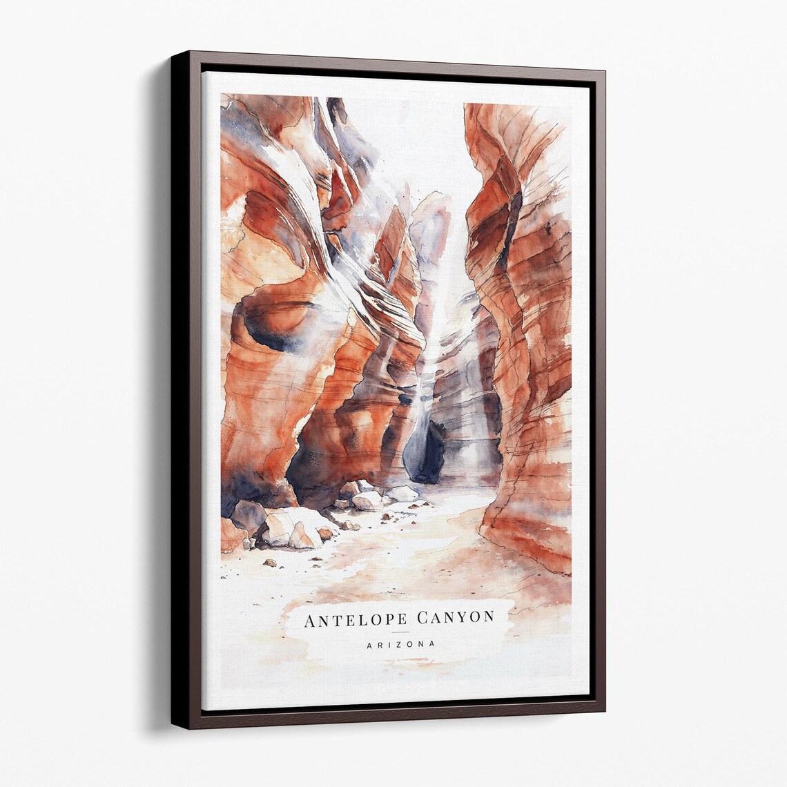 Antelope Canyon Watercolor Art Print Desert Landscape Canvas Wall