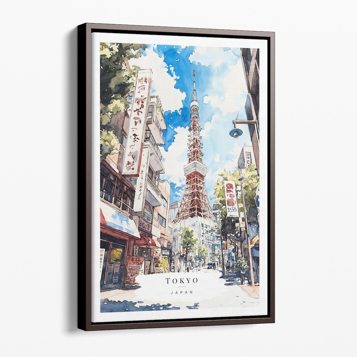Tokyo Tower Japan Watercolor Poster Of The Red Lattice Tower