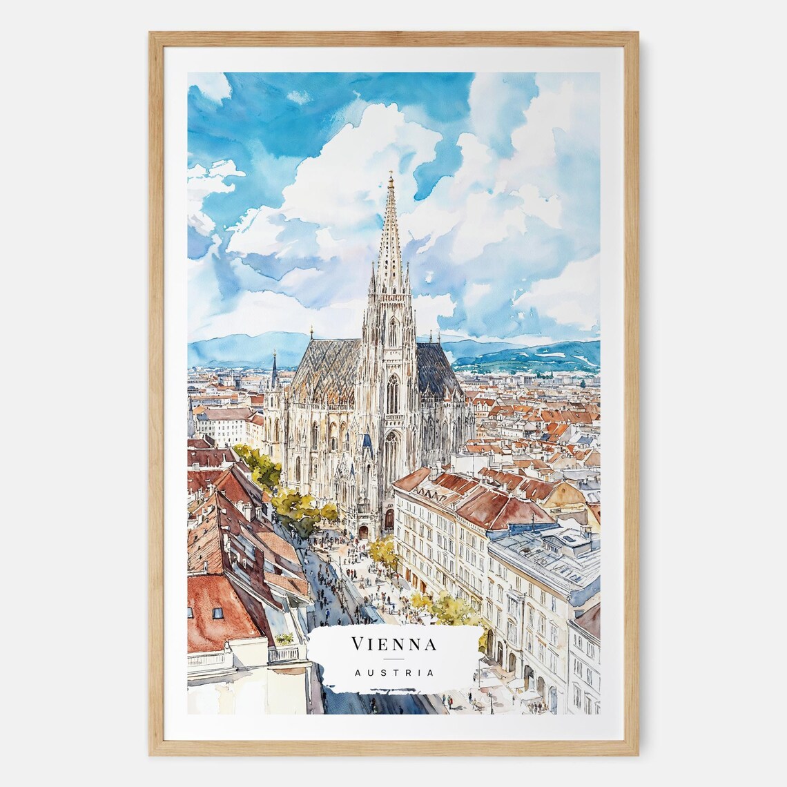 Vienna St Stephens Cathedral Watercolor Art Print