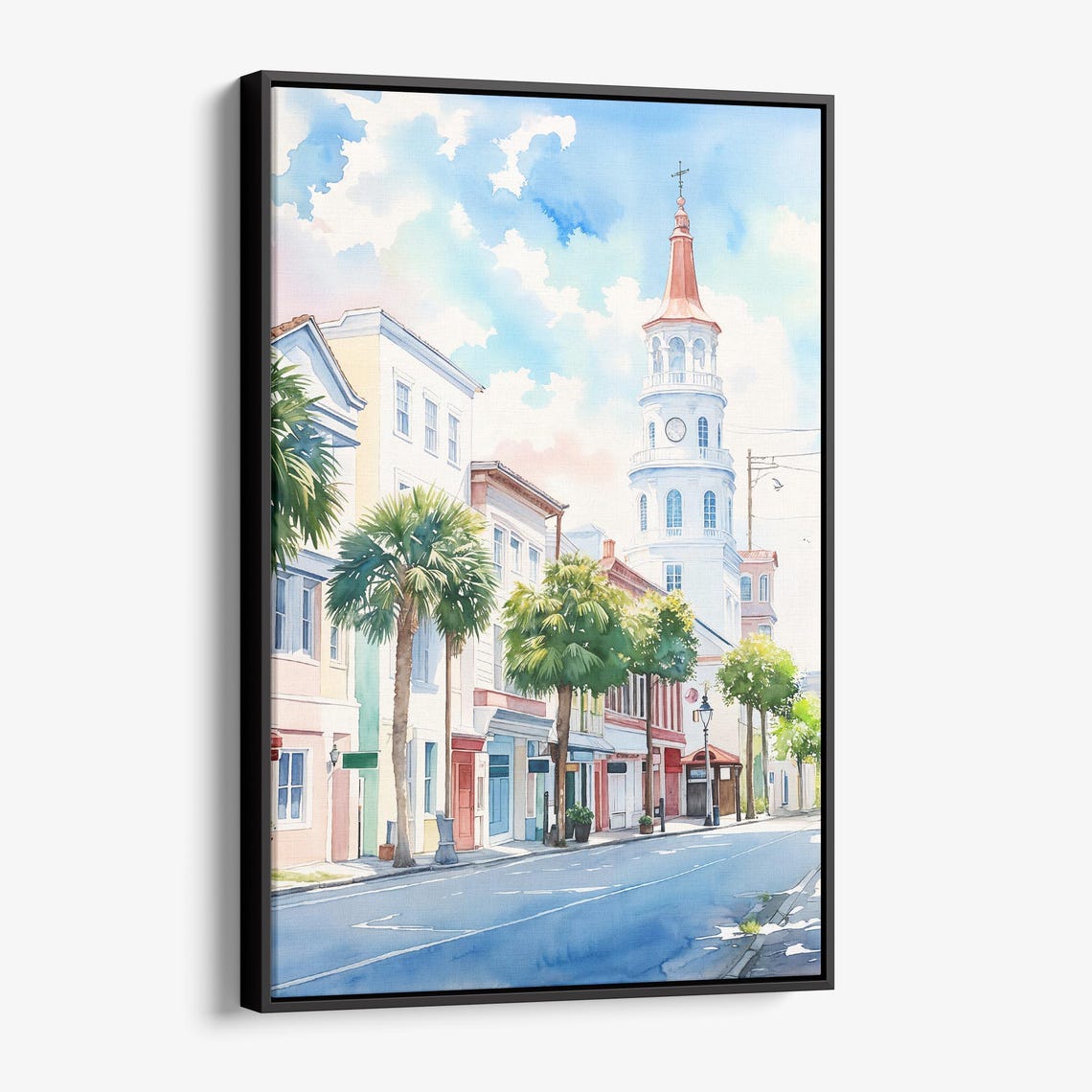 Charleston Sc Canvas Print Watercolor Cityscape Art For Home Decor