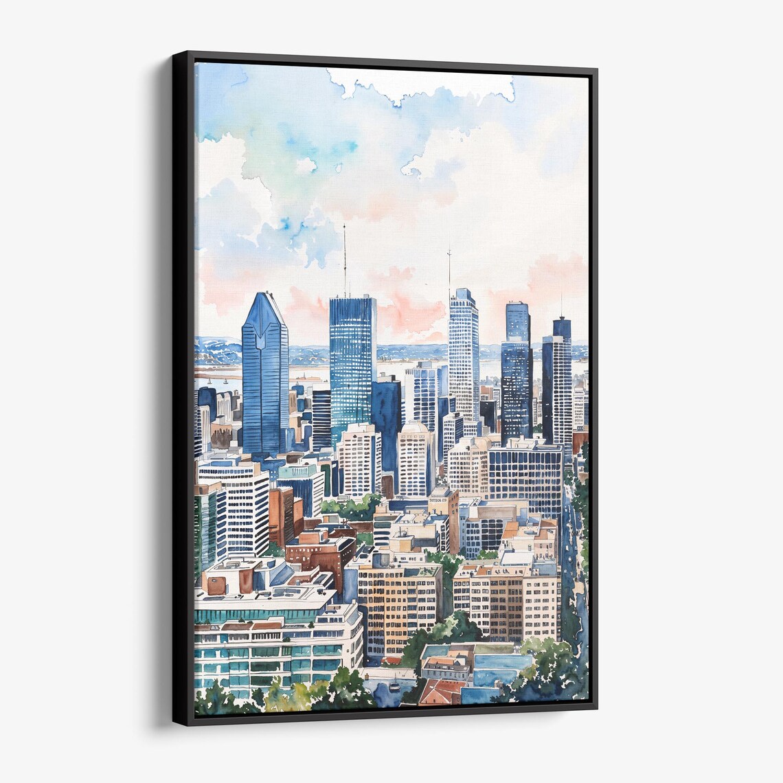 Montreal Skyline Watercolor Cityscape Art Print