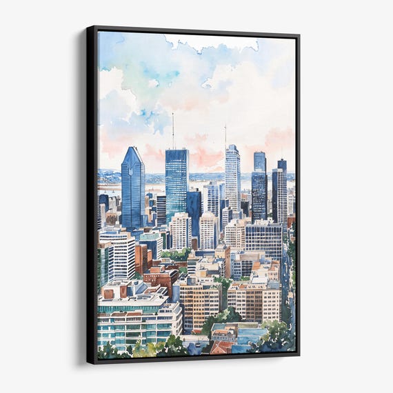 Montreal Skyline Watercolor Cityscape Art Print