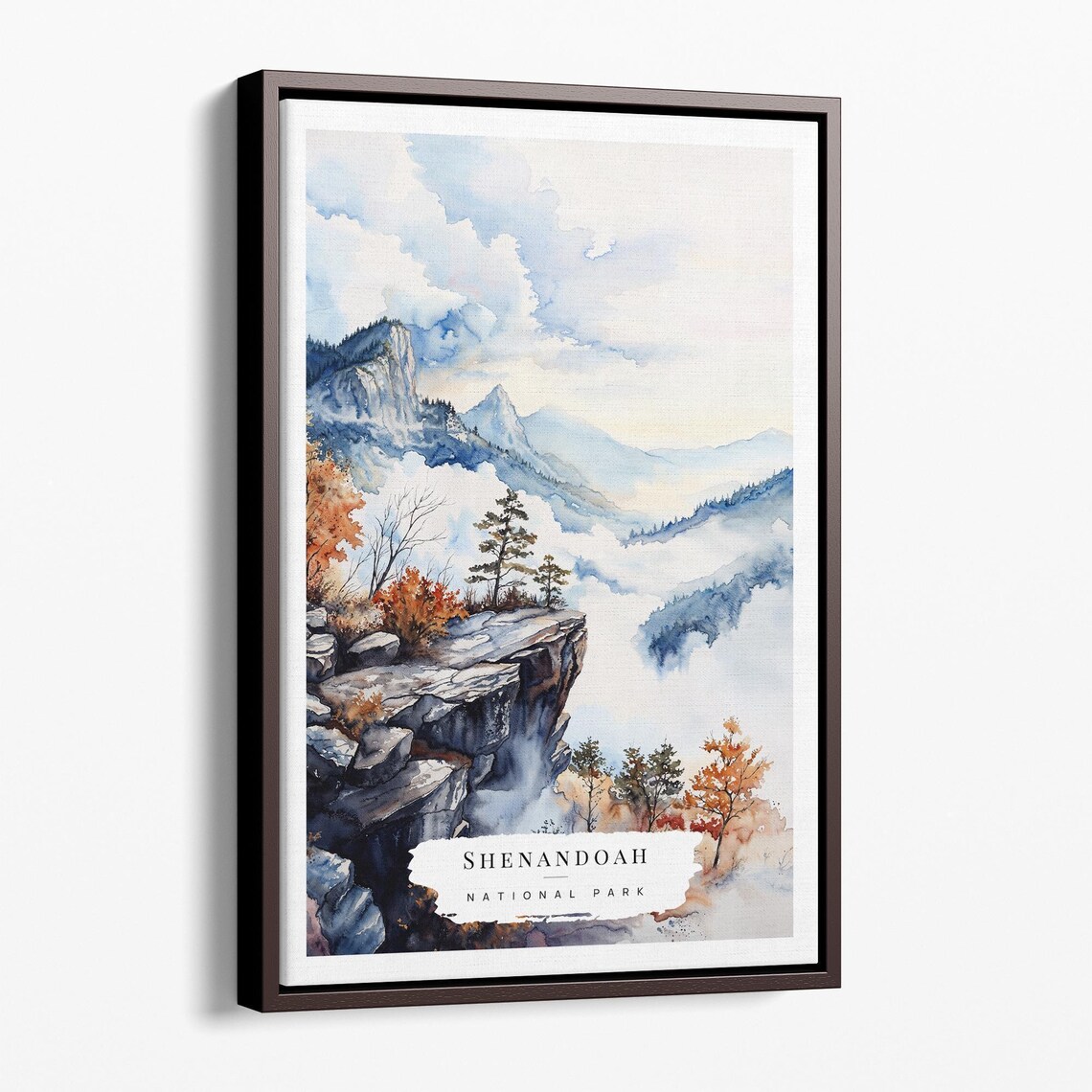 Shenandoah National Park Watercolor Autumn Cliff Overlook Poster