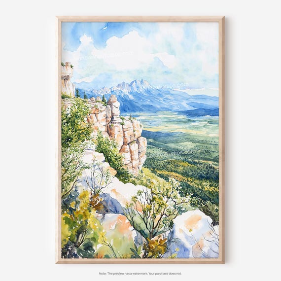 Great Basin Wall Art Watercolor Mountain Landscape Print
