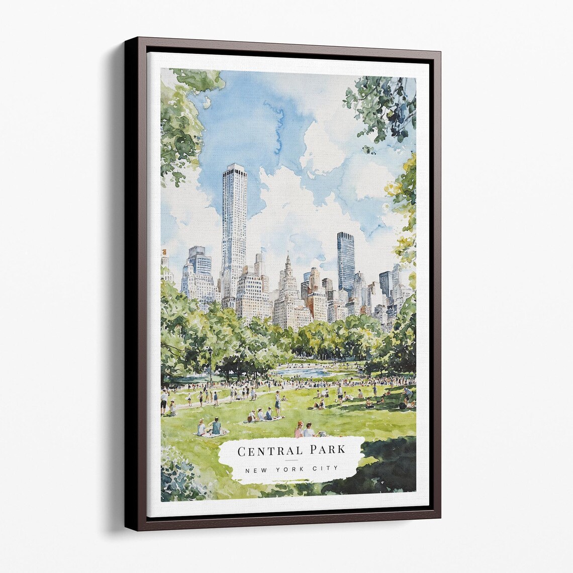 Central Park New York City Watercolor Park Scene Travel Poster