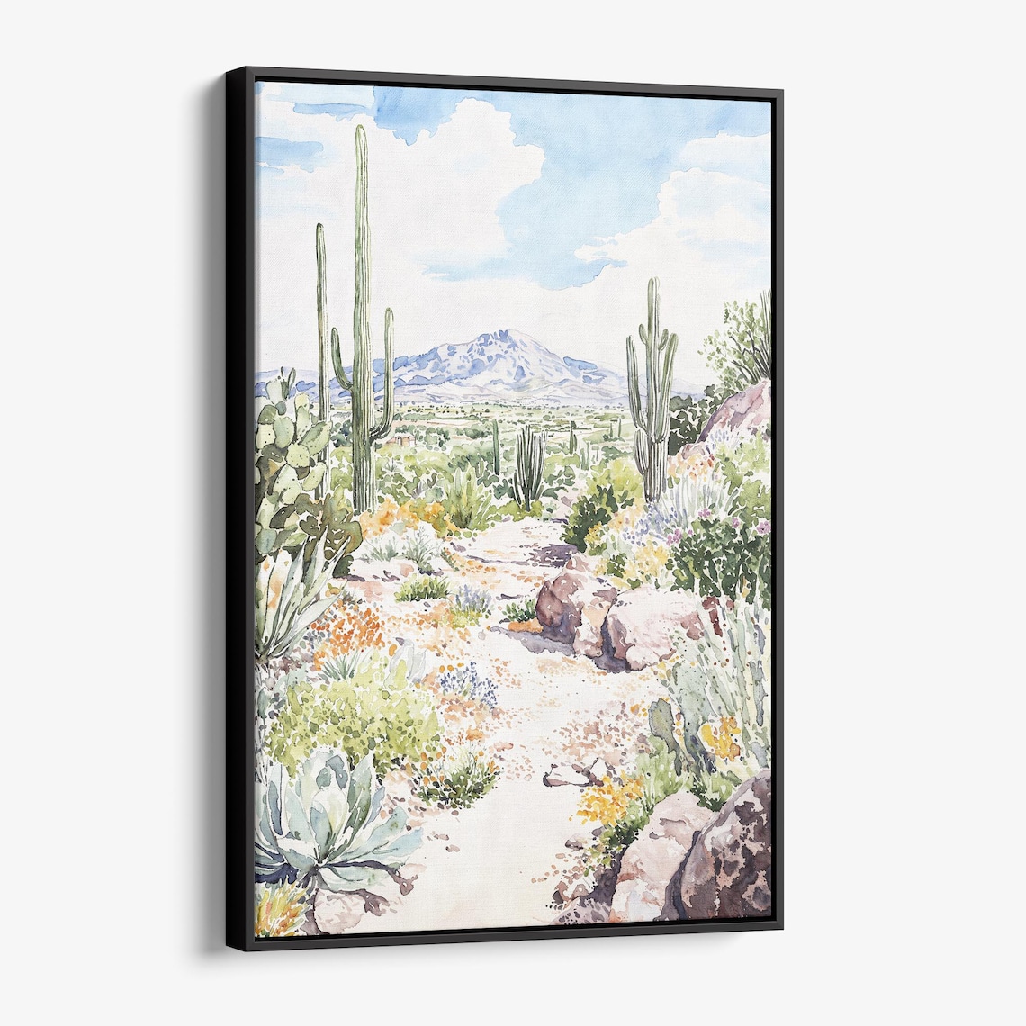 Saguaro National Park Desert Watercolor Cactus Landscape Poster
