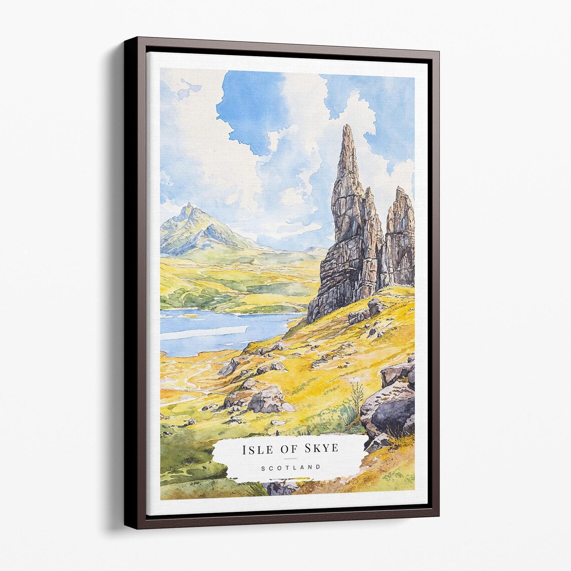 Isle of Skye Old Man of Storr Scotland Watercolor Travel Poster