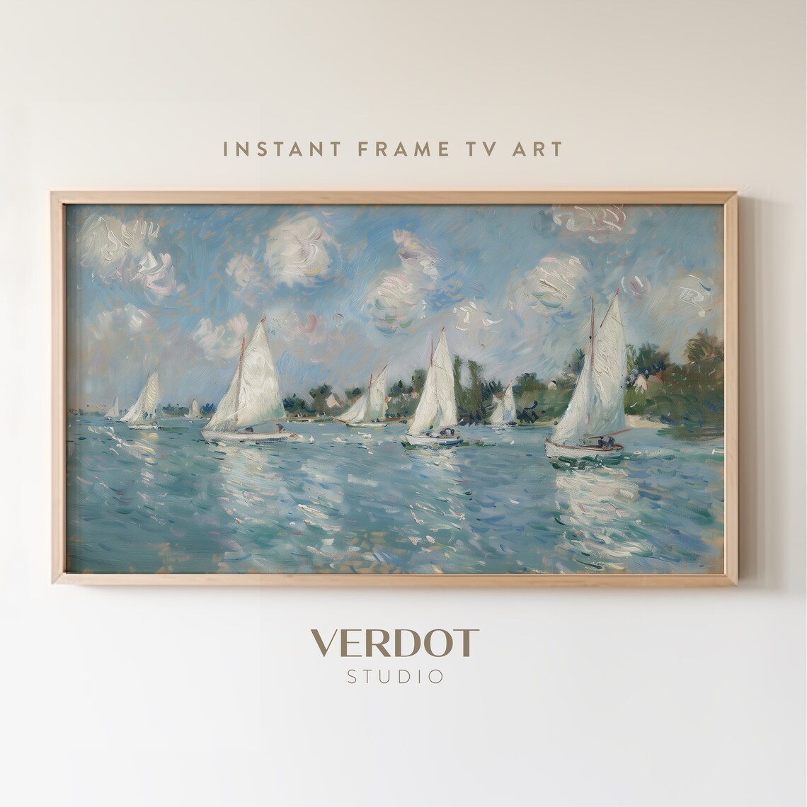 Coastal Sailboat Vintage Style Seascape Art Print